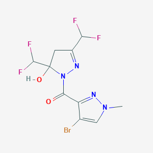 molecular formula C10H9BrF4N4O2 B457012 [3,5-bis(difluoromethyl)-5-hydroxy-4,5-dihydro-1H-pyrazol-1-yl](4-bromo-1-methyl-1H-pyrazol-3-yl)methanone 