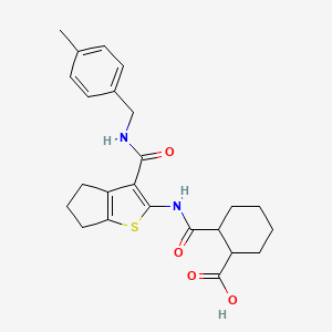 molecular formula C24H28N2O4S B4570144 2-({3-[(4-methylbenzyl)carbamoyl]-5,6-dihydro-4H-cyclopenta[b]thiophen-2-yl}carbamoyl)cyclohexanecarboxylic acid 