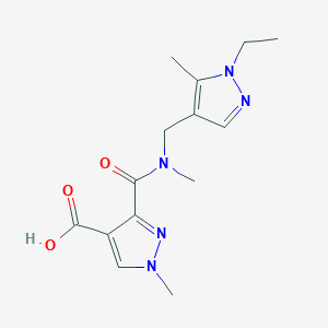 molecular formula C14H19N5O3 B4570154 3-{[[(1-ethyl-5-methyl-1H-pyrazol-4-yl)methyl](methyl)amino]carbonyl}-1-methyl-1H-pyrazole-4-carboxylic acid CAS No. 1006441-62-8