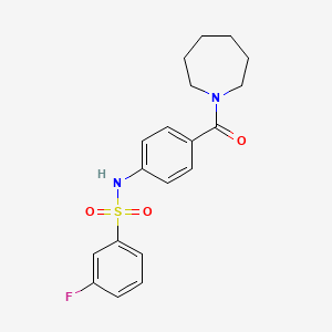 molecular formula C19H21FN2O3S B4570161 N-[4-(1-氮杂环戊烷羰基)苯基]-3-氟苯磺酰胺 