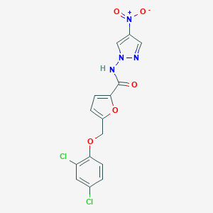 molecular formula C15H10Cl2N4O5 B457019 5-[(2,4-dichlorophenoxy)methyl]-N-{4-nitro-1H-pyrazol-1-yl}-2-furamide 