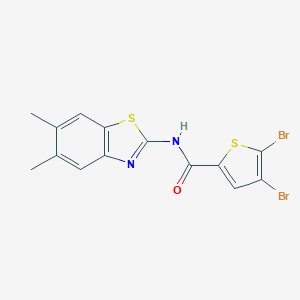 molecular formula C14H10Br2N2OS2 B457020 4,5-dibromo-N-(5,6-dimethyl-1,3-benzothiazol-2-yl)thiophene-2-carboxamide 