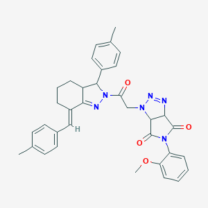 molecular formula C35H34N6O4 B457022 5-(2-methoxyphenyl)-1-{2-[7-(4-methylbenzylidene)-3-(4-methylphenyl)-3,3a,4,5,6,7-hexahydro-2H-indazol-2-yl]-2-oxoethyl}-3a,6a-dihydropyrrolo[3,4-d][1,2,3]triazole-4,6(1H,5H)-dione 