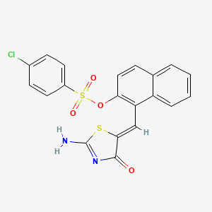 molecular formula C20H13ClN2O4S2 B4570234 1-[(2-imino-4-oxo-1,3-thiazolidin-5-ylidene)methyl]-2-naphthyl 4-chlorobenzenesulfonate 