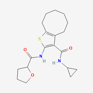 molecular formula C19H26N2O3S B4570246 N-[3-(cyclopropylcarbamoyl)-4,5,6,7,8,9-hexahydrocycloocta[b]thiophen-2-yl]tetrahydrofuran-2-carboxamide 