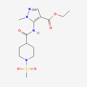 ETHYL 1-METHYL-5-({[1-(METHYLSULFONYL)-4-PIPERIDYL]CARBONYL}AMINO)-1H-PYRAZOLE-4-CARBOXYLATE