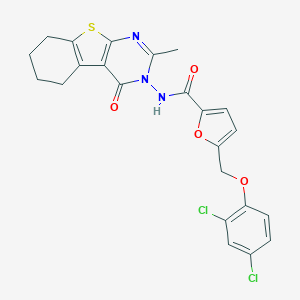 molecular formula C23H19Cl2N3O4S B457028 5-[(2,4-dichlorophenoxy)methyl]-N-(2-methyl-4-oxo-5,6,7,8-tetrahydro[1]benzothieno[2,3-d]pyrimidin-3(4H)-yl)furan-2-carboxamide 
