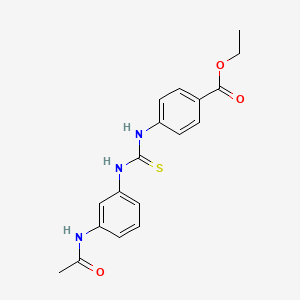 molecular formula C18H19N3O3S B4570313 4-[({[3-(乙酰氨基)苯基]氨基}羰基硫代)氨基]苯甲酸乙酯 