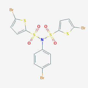 molecular formula C14H8Br3NO4S4 B457034 5-bromo-N-(4-bromophenyl)-N-[(5-bromo-2-thienyl)sulfonyl]-2-thiophenesulfonamide 
