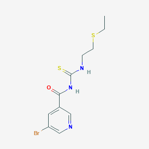 molecular formula C11H14BrN3OS2 B4570370 5-溴-N-({[2-(乙硫基)乙基]氨基}羰基硫代)烟酰胺 