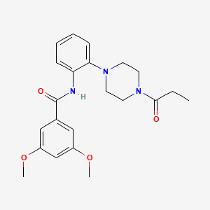 molecular formula C22H27N3O4 B4570375 3,5-dimethoxy-N-[2-(4-propionyl-1-piperazinyl)phenyl]benzamide 