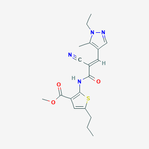 molecular formula C19H22N4O3S B4570384 2-{[2-氰基-3-(1-乙基-5-甲基-1H-吡唑-4-基)丙烯酰基]氨基}-5-丙基-3-噻吩甲酸甲酯 