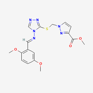 METHYL 1-{[(4-{[(E)-1-(2,5-DIMETHOXYPHENYL)METHYLIDENE]AMINO}-4H-1,2,4-TRIAZOL-3-YL)SULFANYL]METHYL}-1H-PYRAZOLE-3-CARBOXYLATE