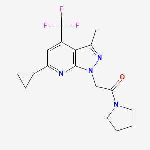 2-[6-CYCLOPROPYL-3-METHYL-4-(TRIFLUOROMETHYL)-1H-PYRAZOLO[3,4-B]PYRIDIN-1-YL]-1-(1-PYRROLIDINYL)-1-ETHANONE