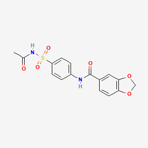 molecular formula C16H14N2O6S B4570394 N~5~-{4-[(ACETYLAMINO)SULFONYL]PHENYL}-1,3-BENZODIOXOLE-5-CARBOXAMIDE 