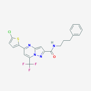 molecular formula C21H16ClF3N4OS B457040 5-(5-chlorothiophen-2-yl)-N-(3-phenylpropyl)-7-(trifluoromethyl)pyrazolo[1,5-a]pyrimidine-2-carboxamide 