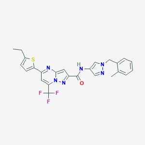 molecular formula C25H21F3N6OS B457041 5-(5-ethyl-2-thienyl)-N-[1-(2-methylbenzyl)-1H-pyrazol-4-yl]-7-(trifluoromethyl)pyrazolo[1,5-a]pyrimidine-2-carboxamide 