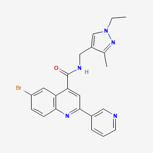 molecular formula C22H20BrN5O B4570414 6-溴-N-[(1-乙基-3-甲基-1H-吡唑-4-基)甲基]-2-(3-吡啶基)-4-喹啉甲酰胺 