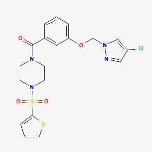 molecular formula C19H19ClN4O4S2 B4570463 {3-[(4-CHLORO-1H-PYRAZOL-1-YL)METHOXY]PHENYL}[4-(2-THIENYLSULFONYL)PIPERAZINO]METHANONE 