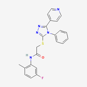 molecular formula C22H18FN5OS B4570478 N-(5-氟-2-甲基苯基)-2-{[4-苯基-5-(4-吡啶基)-4H-1,2,4-三唑-3-基]硫代}乙酰胺 