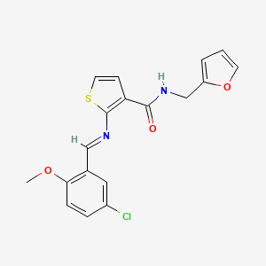 molecular formula C18H15ClN2O3S B4570485 2-[(5-氯-2-甲氧基亚苄基)氨基]-N-(2-呋喃甲基)-3-噻吩甲酰胺 