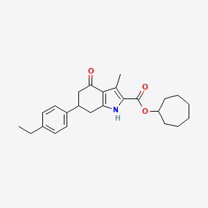 molecular formula C25H31NO3 B4570486 环庚基6-(4-乙基苯基)-3-甲基-4-氧代-4,5,6,7-四氢-1H-吲哚-2-羧酸酯 