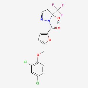 {5-[(2,4-DICHLOROPHENOXY)METHYL]-2-FURYL}[5-HYDROXY-5-(TRIFLUOROMETHYL)-4,5-DIHYDRO-1H-PYRAZOL-1-YL]METHANONE