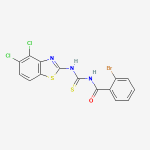 molecular formula C15H8BrCl2N3OS2 B4570555 2-bromo-N-{[(4,5-dichloro-1,3-benzothiazol-2-yl)amino]carbonothioyl}benzamide 