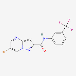 molecular formula C14H8BrF3N4O B4570556 6-溴-N-[3-(三氟甲基)苯基]吡唑并[1,5-a]嘧啶-2-甲酰胺 