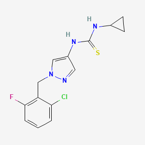 molecular formula C14H14ClFN4S B4570576 N-[1-(2-chloro-6-fluorobenzyl)-1H-pyrazol-4-yl]-N'-cyclopropylthiourea 