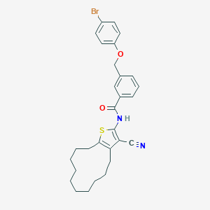 molecular formula C29H31BrN2O2S B457059 3-[(4-bromophenoxy)methyl]-N-(3-cyano-4,5,6,7,8,9,10,11,12,13-decahydrocyclododeca[b]thiophen-2-yl)benzamide 