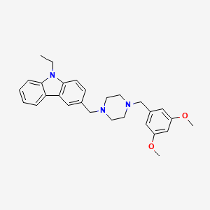 molecular formula C28H33N3O2 B4570591 3-{[4-(3,5-dimethoxybenzyl)-1-piperazinyl]methyl}-9-ethyl-9H-carbazole 