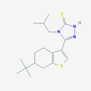 molecular formula C18H27N3S2 B457060 5-(6-tert-butyl-4,5,6,7-tetrahydro-1-benzothien-3-yl)-4-isobutyl-4H-1,2,4-triazol-3-yl hydrosulfide 