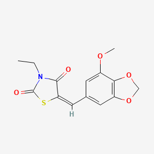 (5E)-3-ethyl-5-[(7-methoxy-1,3-benzodioxol-5-yl)methylidene]-1,3-thiazolidine-2,4-dione