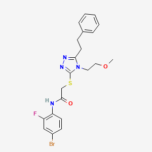 molecular formula C21H22BrFN4O2S B4570668 N-(4-bromo-2-fluorophenyl)-2-{[4-(2-methoxyethyl)-5-(2-phenylethyl)-4H-1,2,4-triazol-3-yl]thio}acetamide 