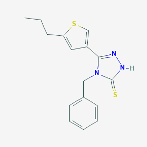 molecular formula C16H17N3S2 B457068 4-(phenylmethyl)-3-(5-propyl-3-thiophenyl)-1H-1,2,4-triazole-5-thione 