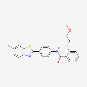 molecular formula C24H22N2O2S2 B4570701 2-[(2-甲氧基乙基)硫代]-N-[4-(6-甲基-1,3-苯并噻唑-2-基)苯基]苯甲酰胺 