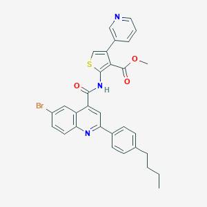 molecular formula C31H26BrN3O3S B457071 Methyl 2-[[6-bromo-2-(4-butylphenyl)quinoline-4-carbonyl]amino]-4-(3-pyridyl)thiophene-3-carboxylate 
