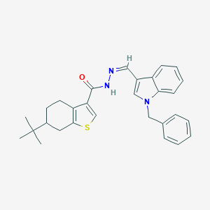 molecular formula C29H31N3OS B457072 N'-[(1-benzyl-1H-indol-3-yl)methylene]-6-tert-butyl-4,5,6,7-tetrahydro-1-benzothiophene-3-carbohydrazide 