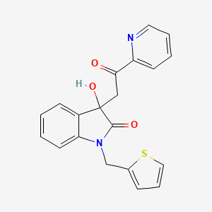 molecular formula C20H16N2O3S B4570753 3-hydroxy-3-[2-oxo-2-(2-pyridinyl)ethyl]-1-(2-thienylmethyl)-1,3-dihydro-2H-indol-2-one 