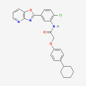 molecular formula C26H24ClN3O3 B4570777 N-[2-chloro-5-([1,3]oxazolo[4,5-b]pyridin-2-yl)phenyl]-2-(4-cyclohexylphenoxy)acetamide 