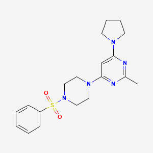 molecular formula C19H25N5O2S B4570807 4-[4-(Benzenesulfonyl)piperazin-1-YL]-2-methyl-6-(pyrrolidin-1-YL)pyrimidine 