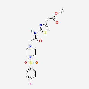 molecular formula C19H23FN4O5S2 B4570818 ethyl {2-[({4-[(4-fluorophenyl)sulfonyl]-1-piperazinyl}acetyl)amino]-1,3-thiazol-4-yl}acetate 