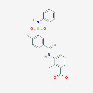 molecular formula C23H22N2O5S B4570823 methyl 3-{[3-(anilinosulfonyl)-4-methylbenzoyl]amino}-2-methylbenzoate 