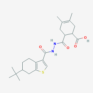 molecular formula C23H32N2O4S B457083 6-({2-[(6-Tert-butyl-4,5,6,7-tetrahydro-1-benzothien-3-yl)carbonyl]hydrazino}carbonyl)-3,4-dimethyl-3-cyclohexene-1-carboxylic acid 