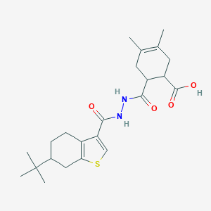 molecular formula C23H32N2O4S B457083 6-({2-[(6-tert-butyl-4,5,6,7-tetrahydro-1-benzothiophen-3-yl)carbonyl]hydrazinyl}carbonyl)-3,4-dimethylcyclohex-3-ene-1-carboxylic acid 