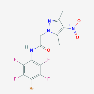 molecular formula C13H9BrF4N4O3 B457084 N-(4-bromo-2,3,5,6-tetrafluorophenyl)-2-{4-nitro-3,5-dimethyl-1H-pyrazol-1-yl}acetamide 