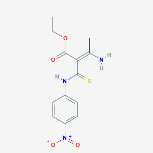 molecular formula C13H15N3O4S B457087 Ethyl 3-amino-2-({4-nitroanilino}carbothioyl)-2-butenoate 