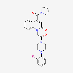 1-{2-[4-(2-FLUOROPHENYL)PIPERAZIN-1-YL]-2-OXOETHYL}-4-(PYRROLIDINE-1-CARBONYL)-1,2-DIHYDROQUINOLIN-2-ONE