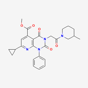 molecular formula C26H28N4O5 B4570897 METHYL 7-CYCLOPROPYL-3-[2-(3-METHYLPIPERIDIN-1-YL)-2-OXOETHYL]-2,4-DIOXO-1-PHENYL-1H,2H,3H,4H-PYRIDO[2,3-D]PYRIMIDINE-5-CARBOXYLATE 